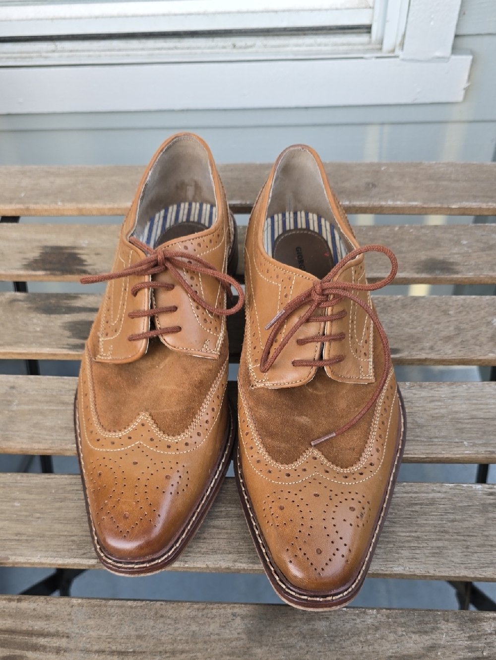 Giorgio Brutini Two-Tone Brown Wingtip Oxfords - Size 8.5